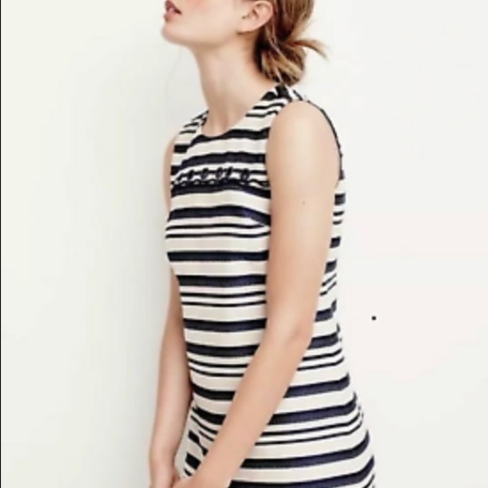 J.CREW Striped Scalloped Shift Dress with grommets